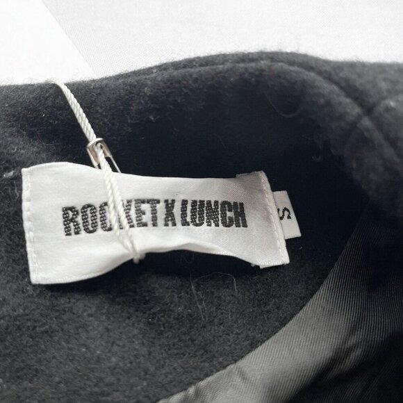 NWT ROCKET X LUNCH BLACK WOOL FELT BELTED BLOUSON DRESS - S - Picture 10 of 16